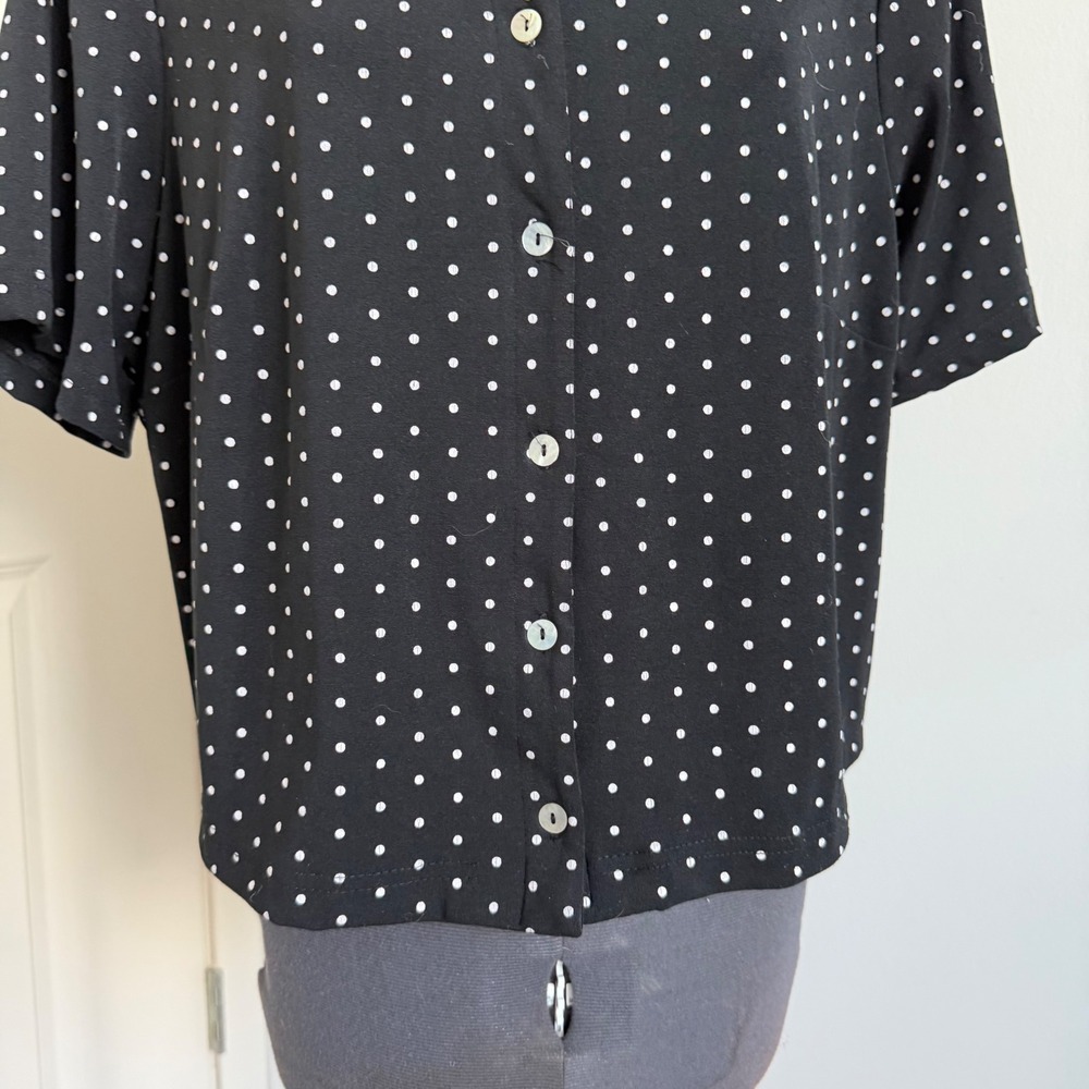 Vintage 90s Polka Dot Button Front Top - Picture 5 of 9